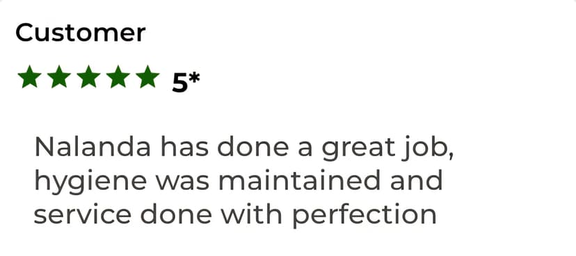 5-star customer review about being on time and service with sincerity and patience